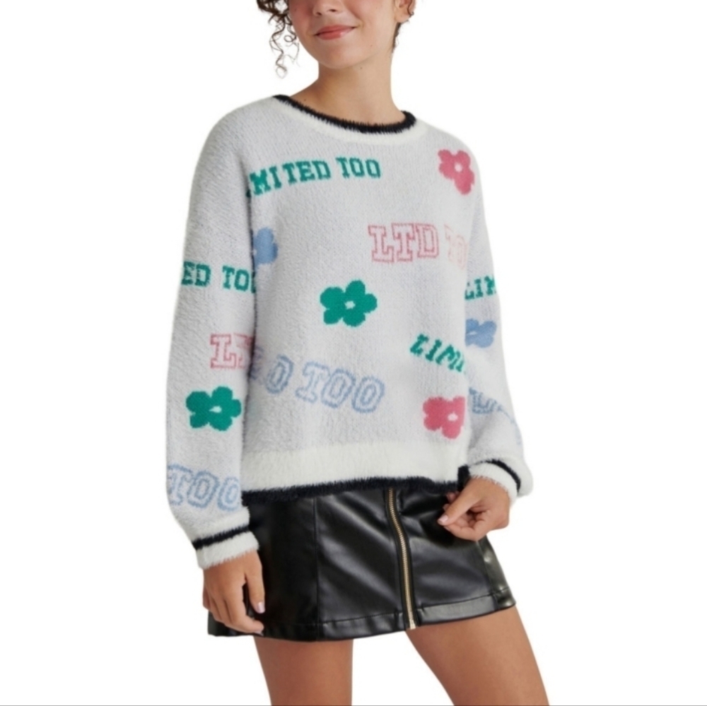 Limited Too Girls Eyelash Sweater. Color: Ivory. Size Large (12-14). New.